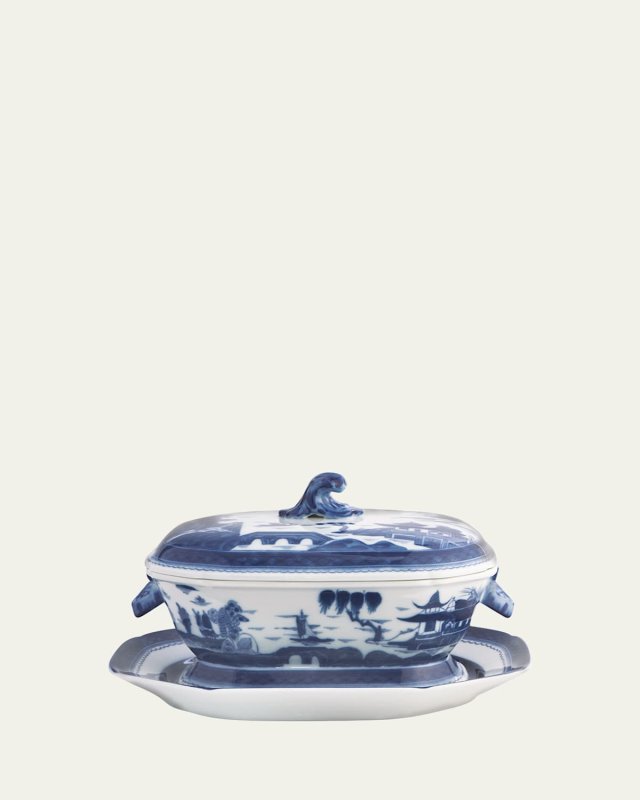 Blue Canton Octagonal Tureen & Stand